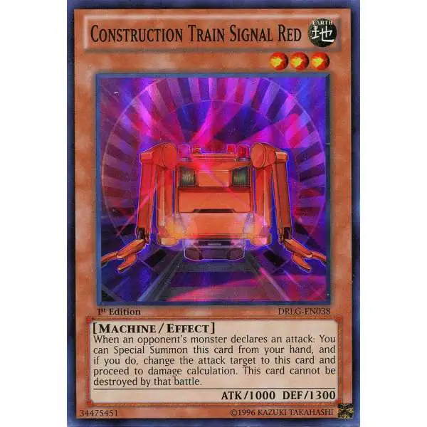 YuGiOh Trading Card Game Dragons of Legend Super Rare Construction Train Signal Red DRLG-EN038