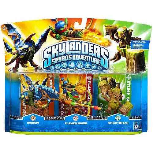 Skylanders Spyro's Adventure Drobot, Flameslinger & Stump Smash Figure 3-Pack