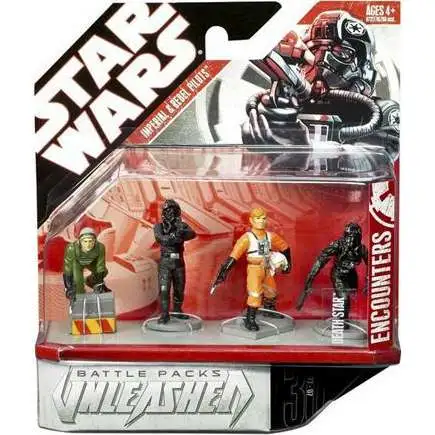 Star Wars 2007 Battle Packs Unleashed Imperial & Rebel Pilots Action Figure 4-Pack