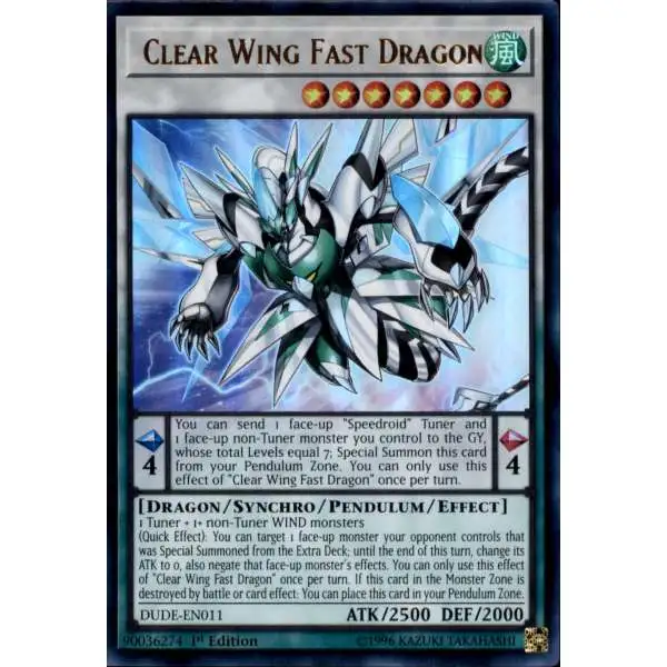 YuGiOh Duel Devastator Ultra Rare Clear Wing Fast Dragon DUDE-EN011