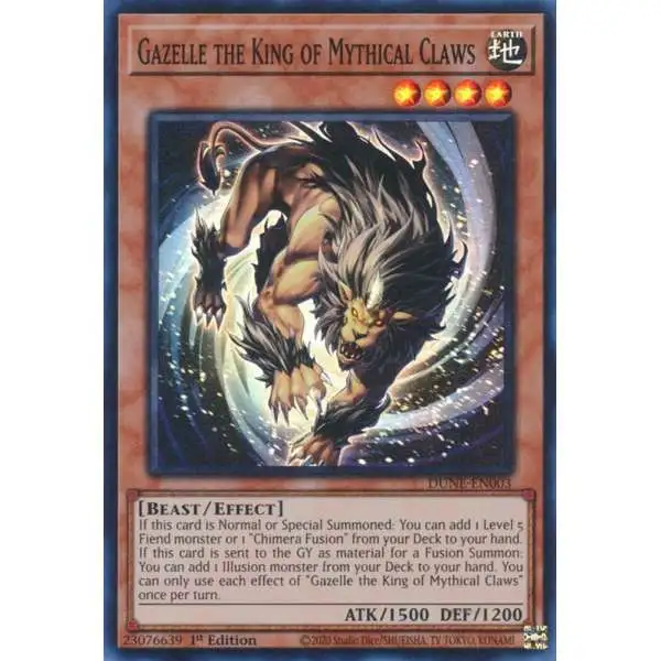 YuGiOh Trading Card Game Duelist Nexus Super Rare Gazelle the King of Mythical Claws DUNE-EN003