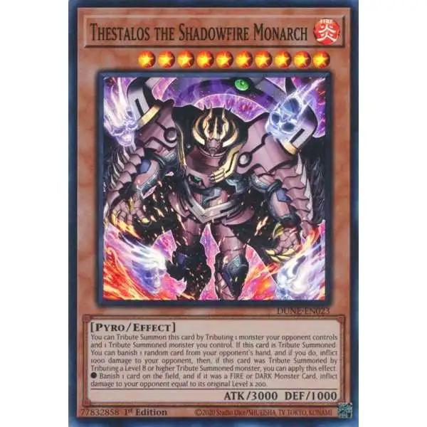 YuGiOh Trading Card Game Duelist Nexus Super Rare Thestalos the Shadowfire Monarch DUNE-EN023