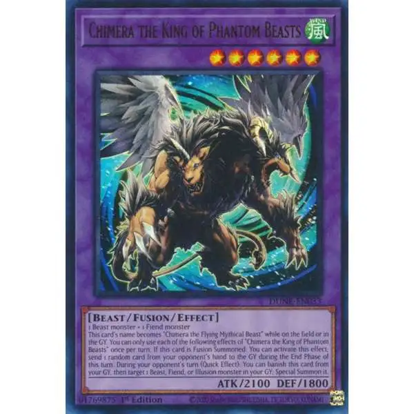 YuGiOh Trading Card Game Duelist Nexus Ultra Rare Chimera the King of Phantom Beasts DUNE-EN033