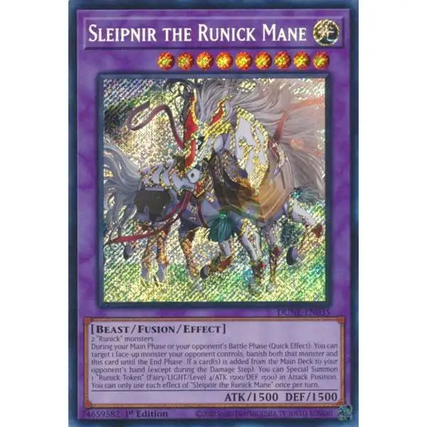 YuGiOh Trading Card Game Duelist Nexus Secret Rare Sleipnir the Runick Mane DUNE-EN035