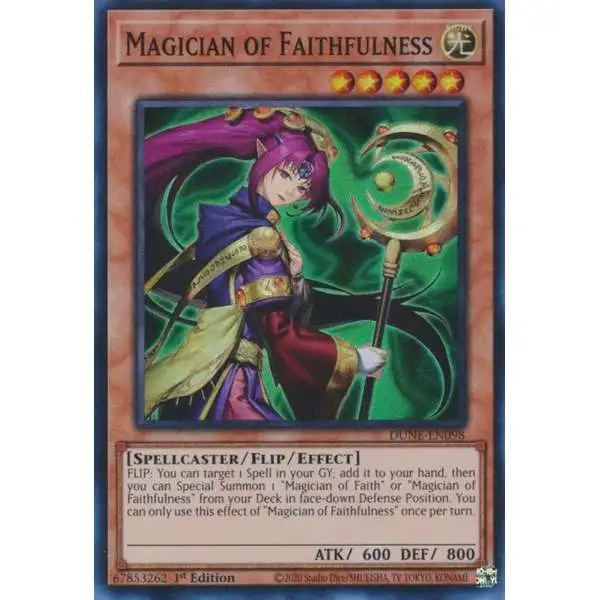 YuGiOh Trading Card Game Duelist Nexus Super Rare Magician of Faithfulness DUNE-EN098