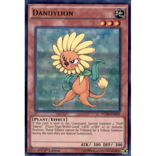 dandelion yugioh card YU-GI-OH! - Dandylion (PGL2-EN030) - Premium Gold: Return of The Bling - 1st Edition You can Special Summon 3 White Fluff Tokens (Plant/WIND/Level 1/ATK 0/DEF 0) in Defense Position Yu-Gi-Oh! TCG Dandylion BP02-EN077 Common