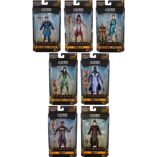 The Eternals Marvel Legends Gilgamesh Series Ikaris, Makkari, Sersi, Phastos, Kingo, Druig & Sprite Set of 7 Action Figures