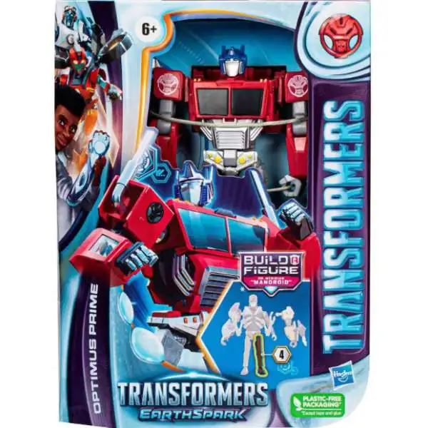 Transformers Earthspark Build Dr. Meridian "Mandroid" Optimus Prime Deluxe Action Figure