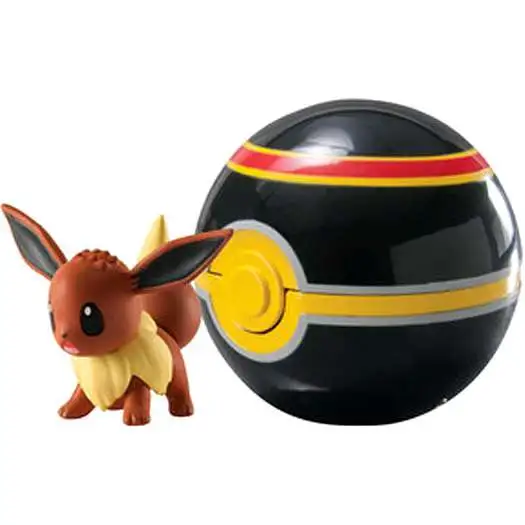 Pokemon Clip n Carry Pokeball Eevee with Luxury Ball Figure Set