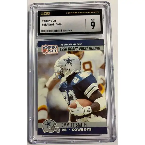 NFL 1990 Pro Set Emmitt Smith Rookie Graded Card 685 1990 Draft