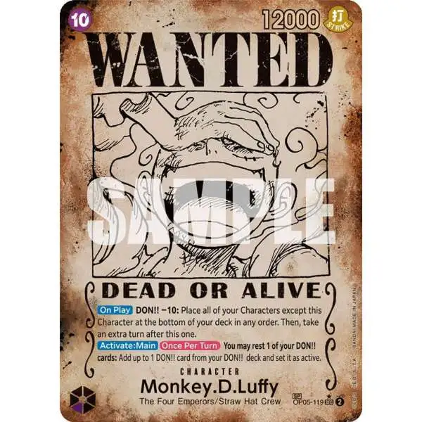 One Piece Trading Card Game Emperors in the New World Secret Rare Monkey.D.Luffy OP05-119 [Wanted Poster]