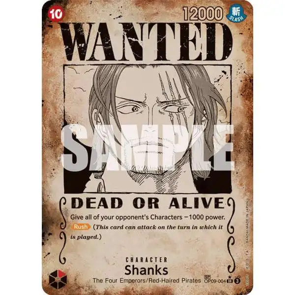 One Piece Trading Card Game Emperors in the New World Super Rare Shanks OP09-004 [Wanted Poster]