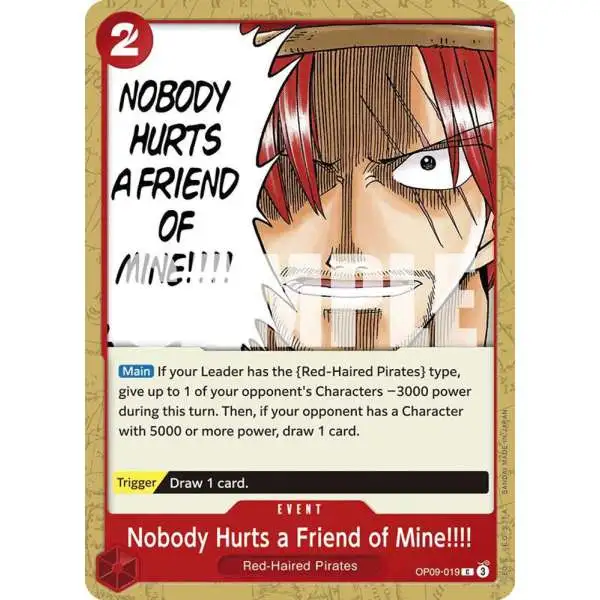 One Piece Trading Card Game Emperors in the New World Common Nobody Hurts a Friend of Mine!!!! OP09-019