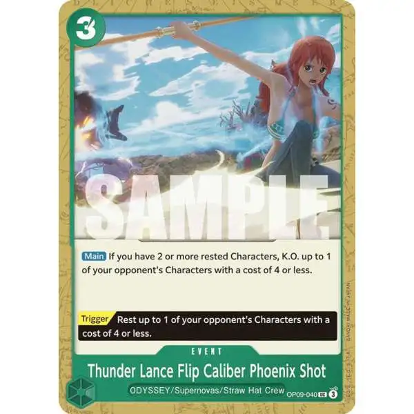 One Piece Trading Card Game Emperors in the New World Uncommon Thunder Lance Flip Caliber Phoenix Shot OP09-040