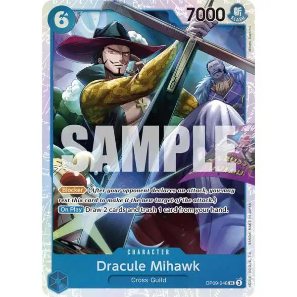 One Piece Trading Card Game Emperors in the New World Super Rare Dracule Mihawk OP09-048