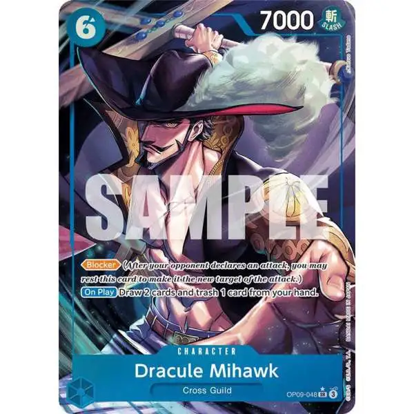 One Piece Trading Card Game Emperors in the New World Super Rare Dracule Mihawk OP09-048 [Parallel]