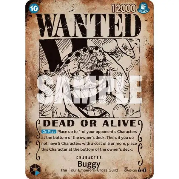 One Piece Trading Card Game Emperors in the New World Rare Buggy OP09-051 [Wanted Poster]