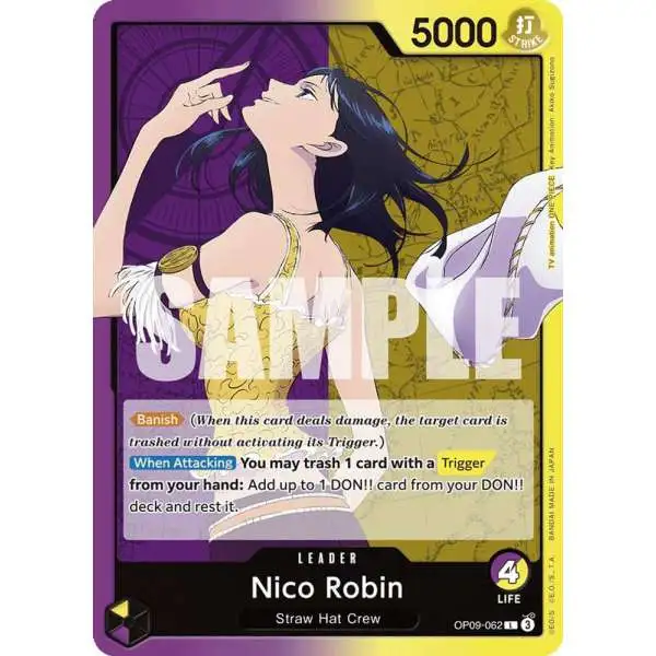 One Piece Trading Card Game Emperors in the New World Leader Nico Robin OP09-062