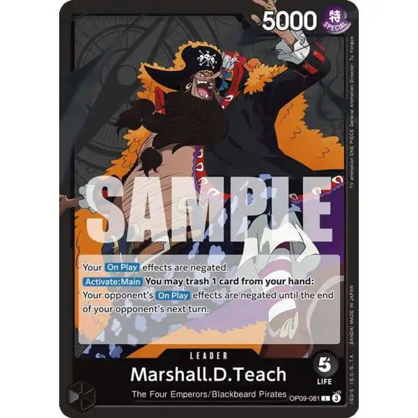 One Piece Trading Card Game Emperors in the New World Leader Marshall.D.Teach OP09-081