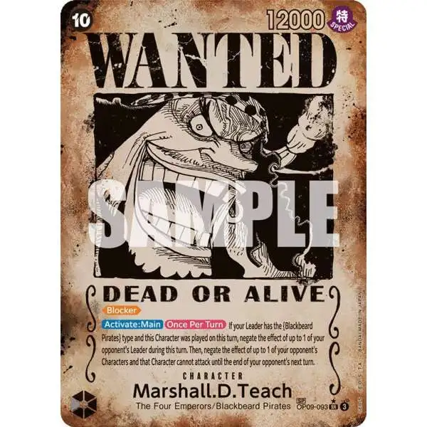 One Piece Trading Card Game Emperors in the New World Super Rare Marshall.D.Teach OP09-093 [Wanted Poster]