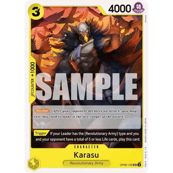 One Piece Trading Card Game Emperors in the New World Uncommon Karasu OP09-100