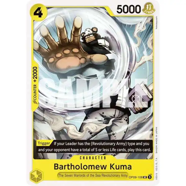 One Piece Trading Card Game Emperors in the New World Uncommon Bartholomew Kuma OP09-108