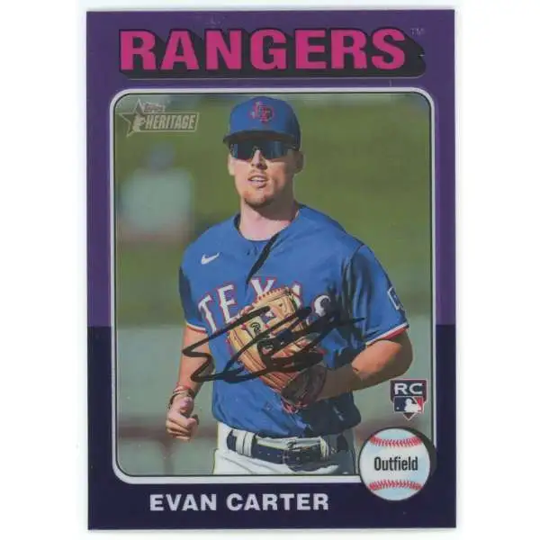MLB 2024 Topps Heritage Purple Chrome Hot Box Refractor Evan Carter #170 [Rookie]