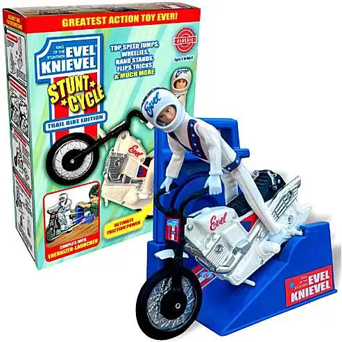 Evel Knievel Stunt Cycle Action Figure [White Bike, Blue Launcher]