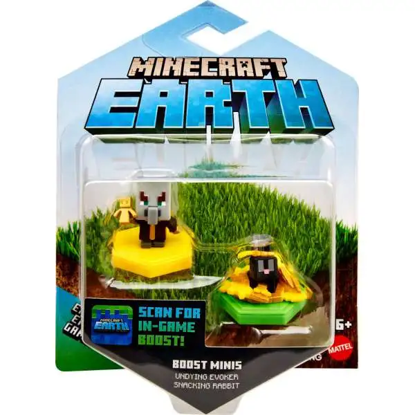 Minecraft Earth Boost Minis Undying Evoker & Snacking Rabbit Figure 2-Pack [Smart NFC Chip]