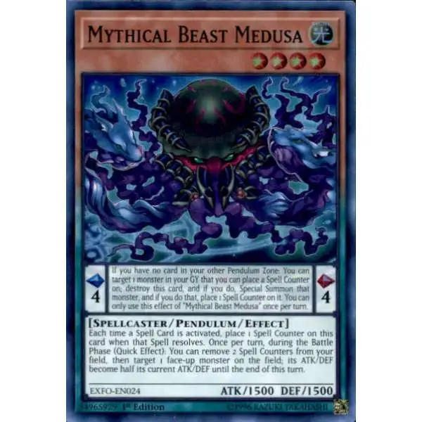 YuGiOh Trading Card Game Extreme Force Super Rare Mythical Beast Medusa EXFO-EN024