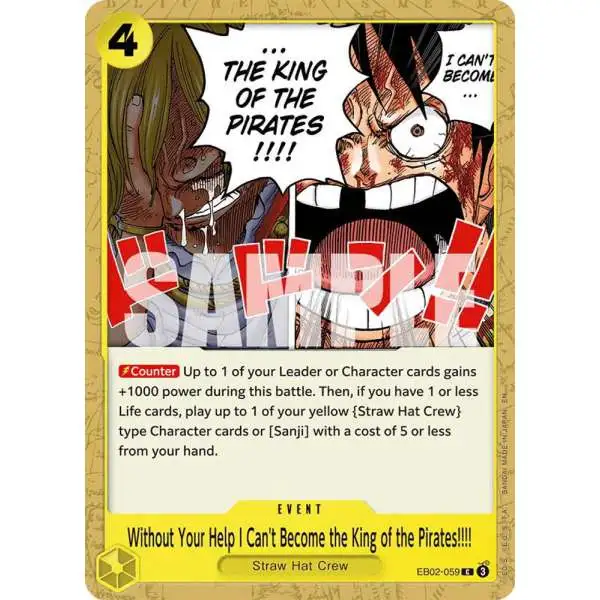 One Piece Trading Card Game Extra Booster: Anime 25th Collection Common Without Your Help I Can't Become the King of the Pirates!!!! EB02-059