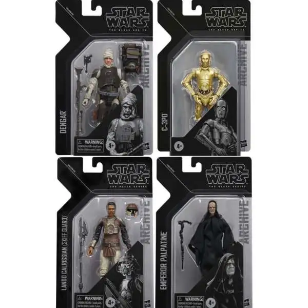 Star Wars Black Series Archive Greatest Hits 2022 Wave 1 Lando (Skiff), Palpatine, Dengar & C-3PO Set of 4 Action Figures