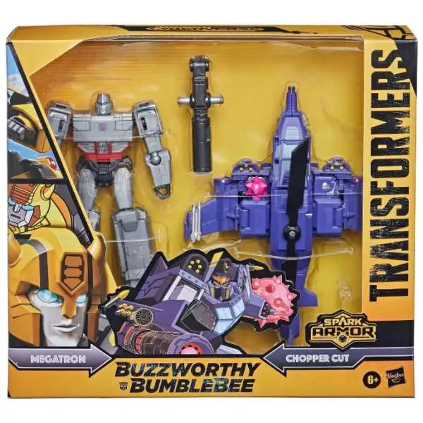 Transformers Buzzworthy Bumblebee Spark Armor Megatron & Chopper Cut Elite Class Action Figure [Damaged Package]