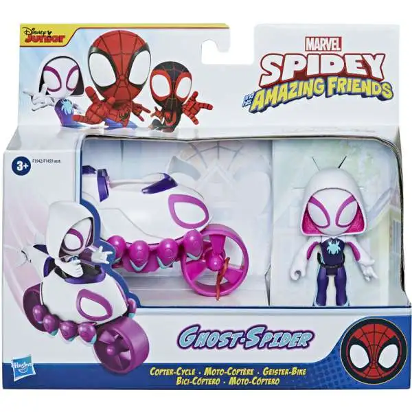 Marvel Spidey & His Amazing Friends Ghost Spider Copter Cycle Vehicle & Action Figure [Damaged Package]