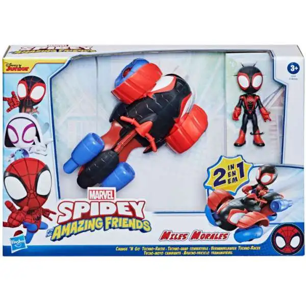 Marvel Spidey & His Amazing Friends Miles Morales Change 'N Go Techno-Racer Vehicle [2-In-1]