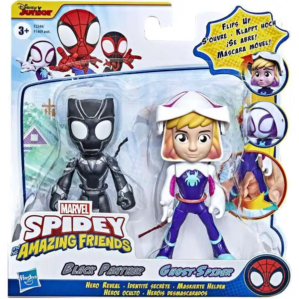 Marvel Spidey & His Amazing Friends Hero Reveal Black Panther & Ghost-Spider Figure 2-Pack