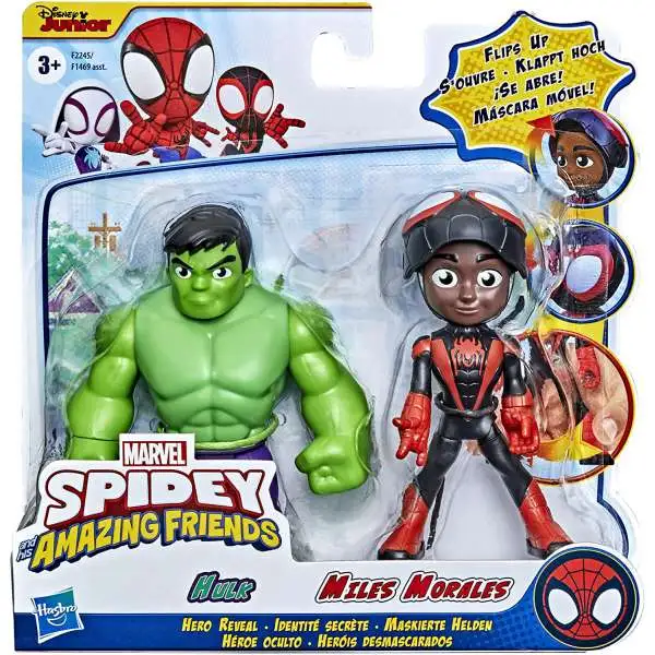 Marvel Spidey & His Amazing Friends Hero Reveal Hulk & Miles Morales Figure 2-Pack