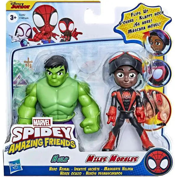 Marvel Spidey & His Amazing Friends Hero Reveal Hulk & Miles Morales Figure 2-Pack [Damaged Package]