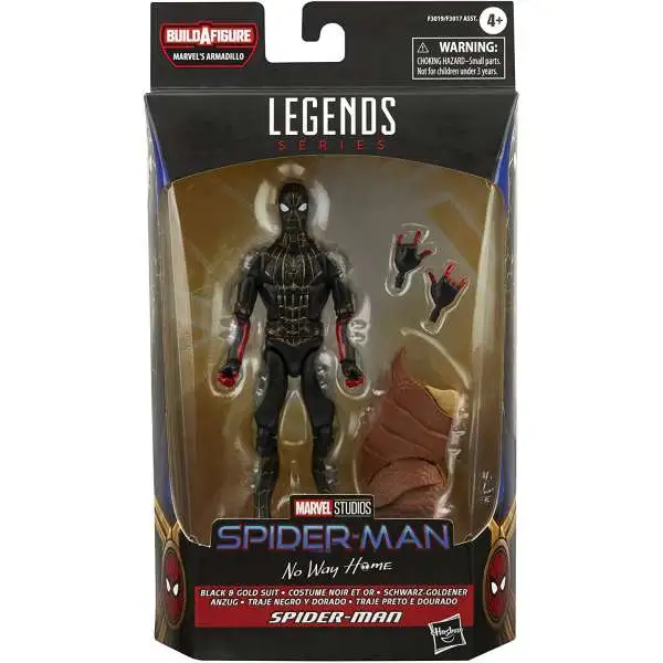 Spider-Man No Way Home Marvel Legends Armadillo Series Black & Gold Suit Spider-Man Action Figure [Damaged Package]