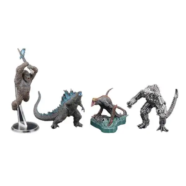 Godzilla Vs Kong Hyper Modeling Godzilla, Kong, Mechagodzilla & Skull Crawler Set of 4 Trading Figures