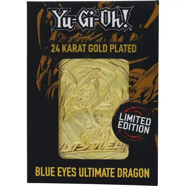 yugioh 24k gold cards Yu-Gi-Oh! Black Luster Soldier Limited Edition Gold-Plated Embossed Metal Card : Toys & Games Supplied in a window box with a display stand. YuGiOh Blue-Eyes Ultimate Dragon Limited