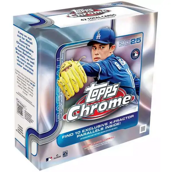 MLB 2025 Topps Chrome Baseball Trading Card Mega Box [7 Packs]