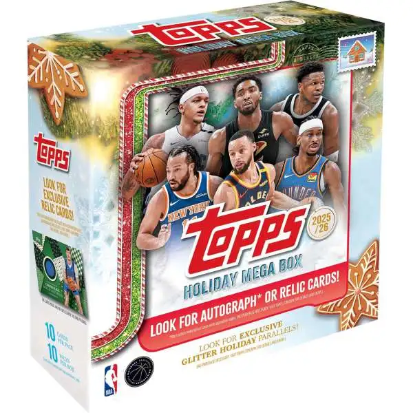 NBA Topps 2025-26 HOLIDAY Basketball Trading Card MEGA Box [10 Packs]