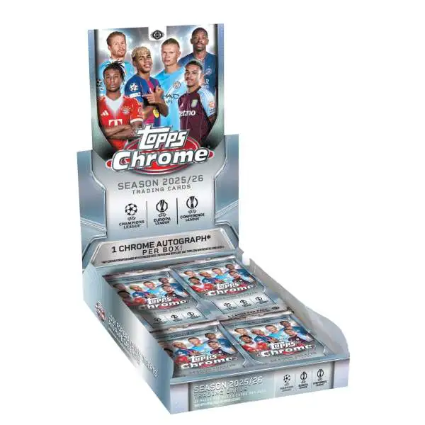 Topps 2025-26 Chrome UEFA Club Competitions Trading Card Hobby Box [20 Packs]