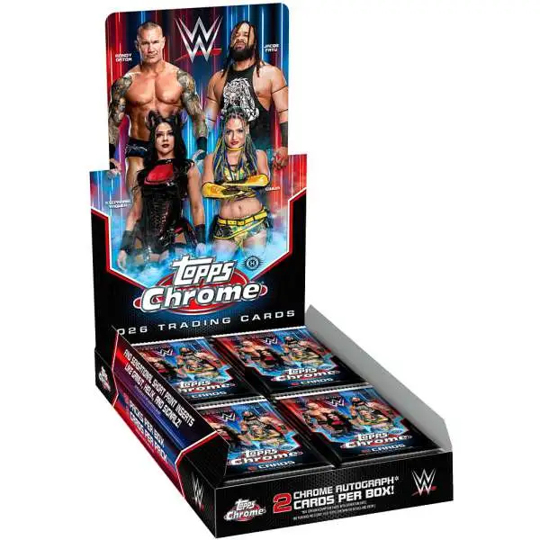 WWE Wrestling Topps 2026 Chrome Trading Card HOBBY Box [12 Packs, 2 Autographs]