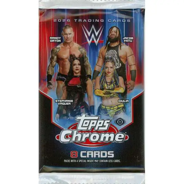WWE Wrestling Topps 2026 Chrome Trading Card HOBBY Pack [8 Cards]
