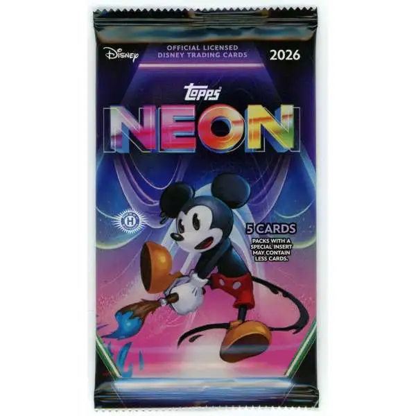 Disney Topps 2026 Neon Trading Card HOBBY Pack [5 Cards]