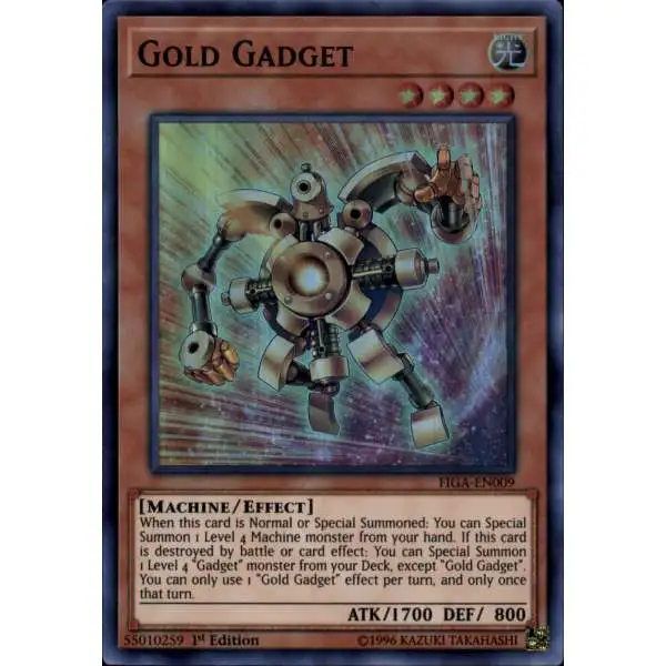 YuGiOh Fists of the Gadgets Super Rare Gold Gadget FIGA-EN009