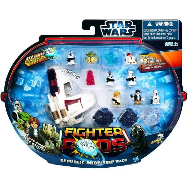 Star Wars Fighter Pods Series 2 Republic Drop Ship Mini Figure Set