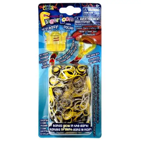 Rainbow Loom Finger Loom Rubber Band Crafting Kit [Yellow]